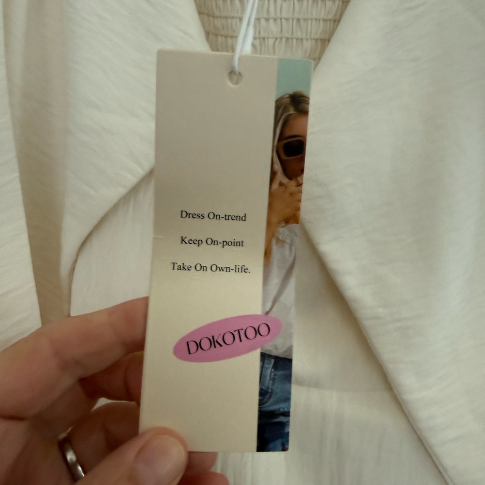 Amazon Women's Ivory Mini Dress with Front Tie - Picture 6 of 6
